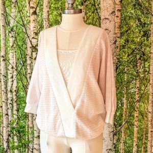 Vintage 80s Golden Girls Grannycore Pink & White Striped Cable Knit Top